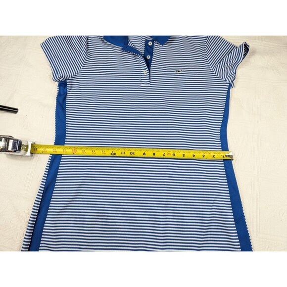 Vineyard Vines Performance Dress Women's Medium white blue stripe shirt style - Picture 7 of 16